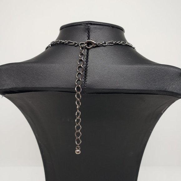 BEAUTIFUL!! Mesh Collar Cascade Purple Rhinestones Gunmetal Reversable Necklace - Picture 8 of 9